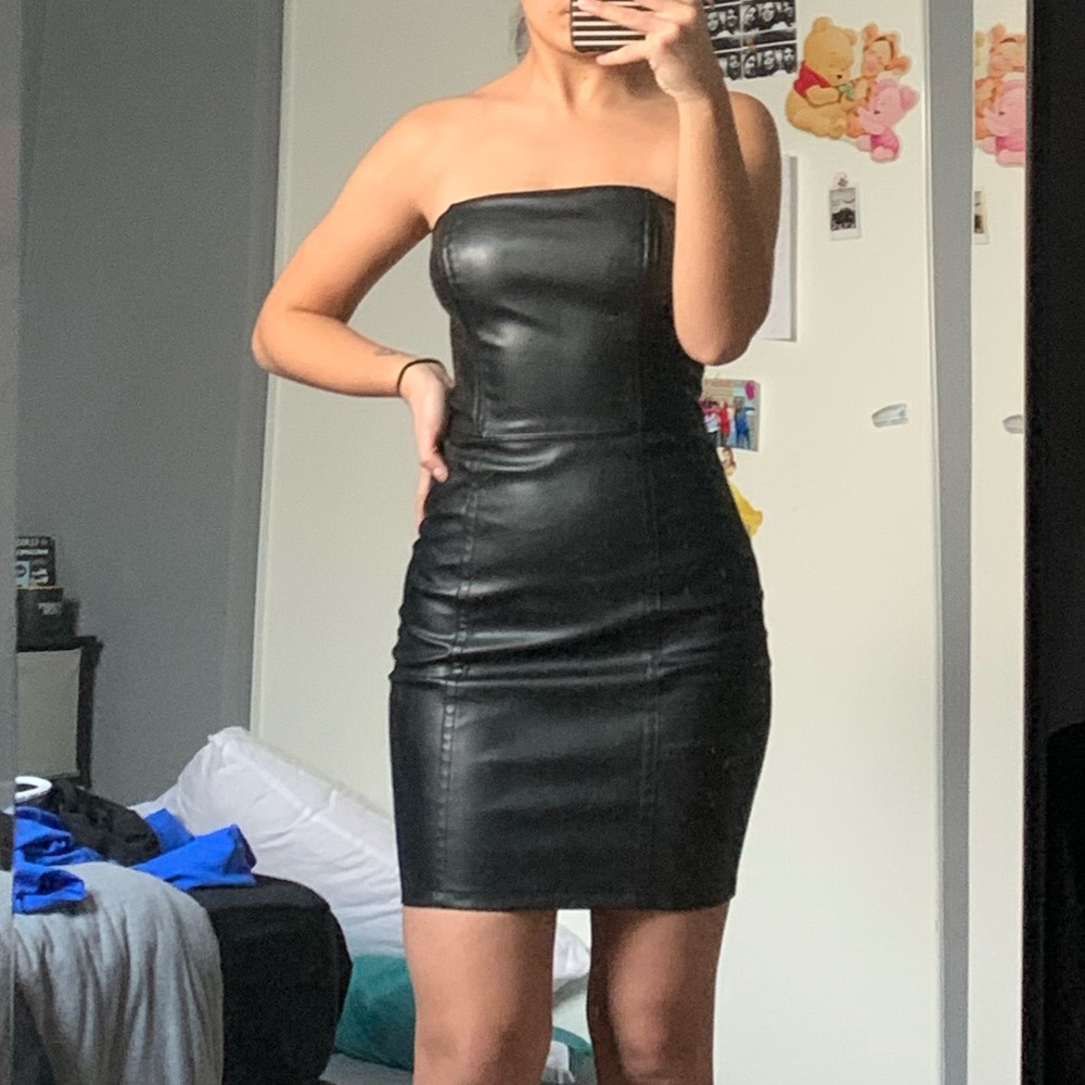 Faux Leather Dress